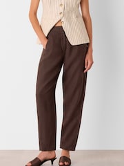 Whistles Brown Linen Barrel Trousers - Image 1 of 5