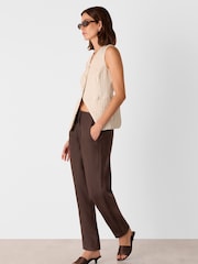 Whistles Brown Linen Barrel Trousers - Image 3 of 5