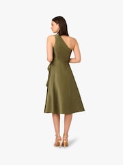 Adrianna Papell Green Studio One Shoulder Mikado Dress - Image 2 of 6