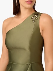 Adrianna Papell Green Studio One Shoulder Mikado Dress - Image 5 of 6