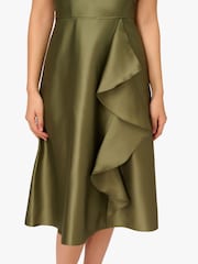 Adrianna Papell Green Studio One Shoulder Mikado Dress - Image 6 of 6