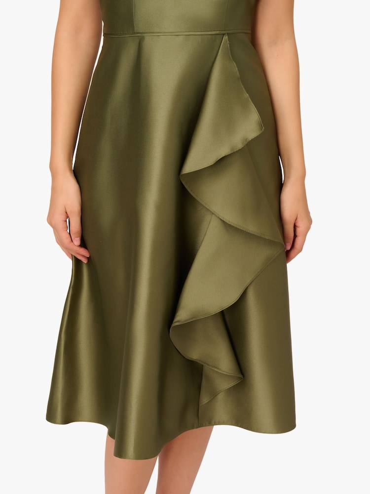 Adrianna Papell Green Studio One Shoulder Mikado Dress - Image 6 of 6