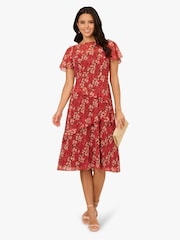 Vestido brown de chiffon Crinkle com Print Adrianna Papell - Imagem 3 de 6
