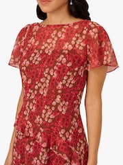 Vestido brown de chiffon Crinkle com Print Adrianna Papell - Imagem 5 de 6