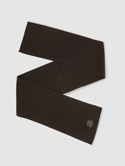 Reiss Brown Bennett Monogram Appliqué Wool Scarf - Image 2 of 5