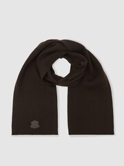 Reiss Brown Bennett Monogram Appliqué Wool Scarf - Image 3 of 5