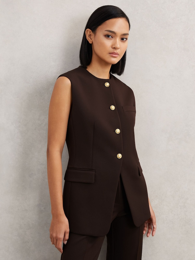 Reiss Priya Longline Button-Through Waistcoat - Bild 1 von 7