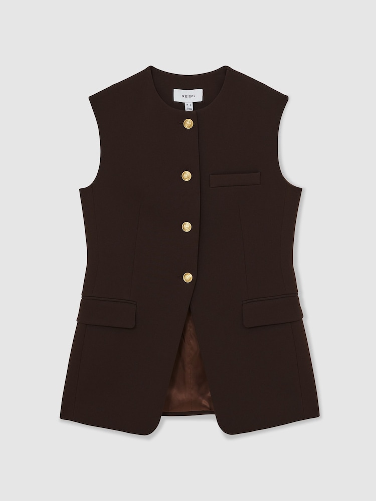 Reiss Priya Longline Button-Through Waistcoat - Bild 2 von 7