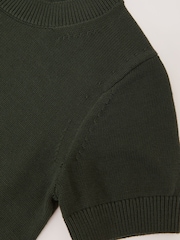 Reiss Khaki Green Anita Cotton And Wool Crew-Neck Top - Image 6 of 6