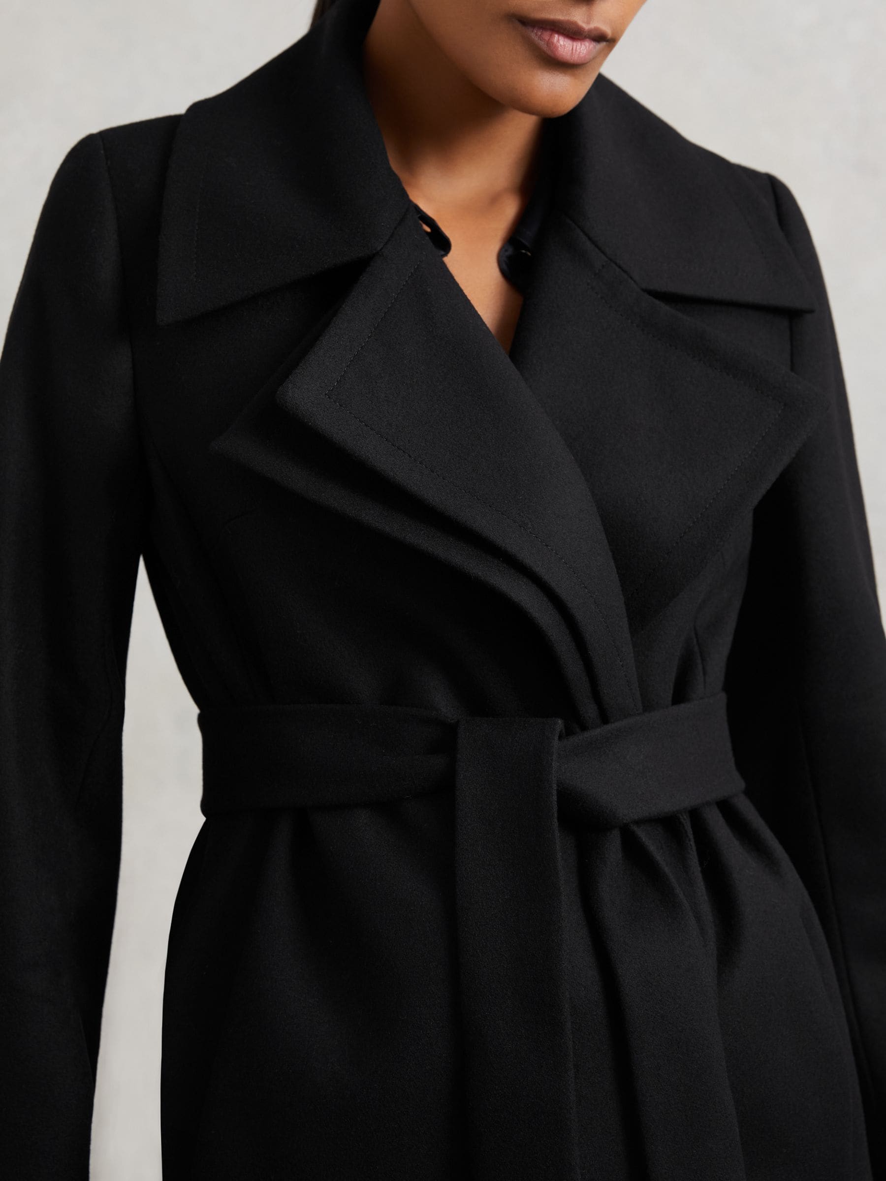 Her lip to コート Odette Wool-Blend Coat Buy Reiss Black Odette Wool-Blend Double-Lapel Belted Coat With