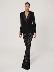 Reiss Black Delphine Lace Wide Leg Trousers - Image 4 of 7