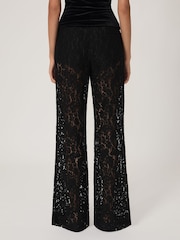 Reiss Black Delphine Lace Wide Leg Trousers - Image 5 of 7