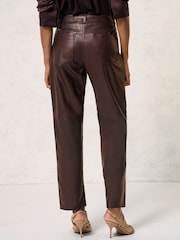 Reiss Oxblood Burgundy Verona Leather Slim-Leg Trousers - Image 4 of 5