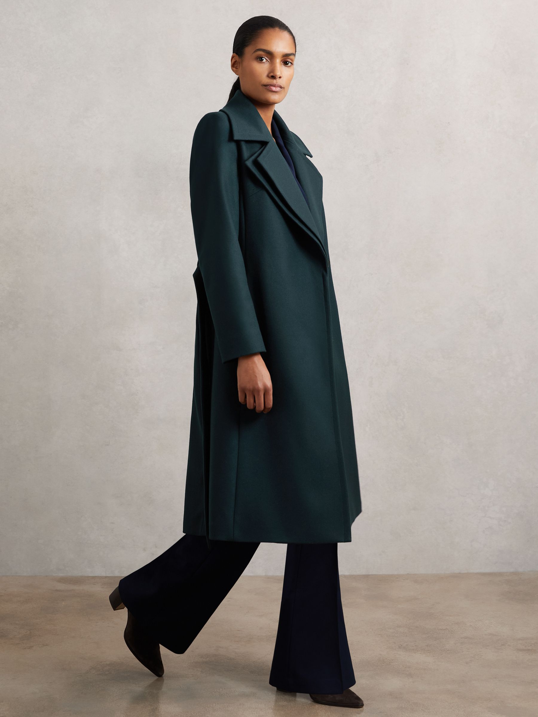 Buy Reiss Teal Odette Wool-Blend Double-Lapel Belted Coat With