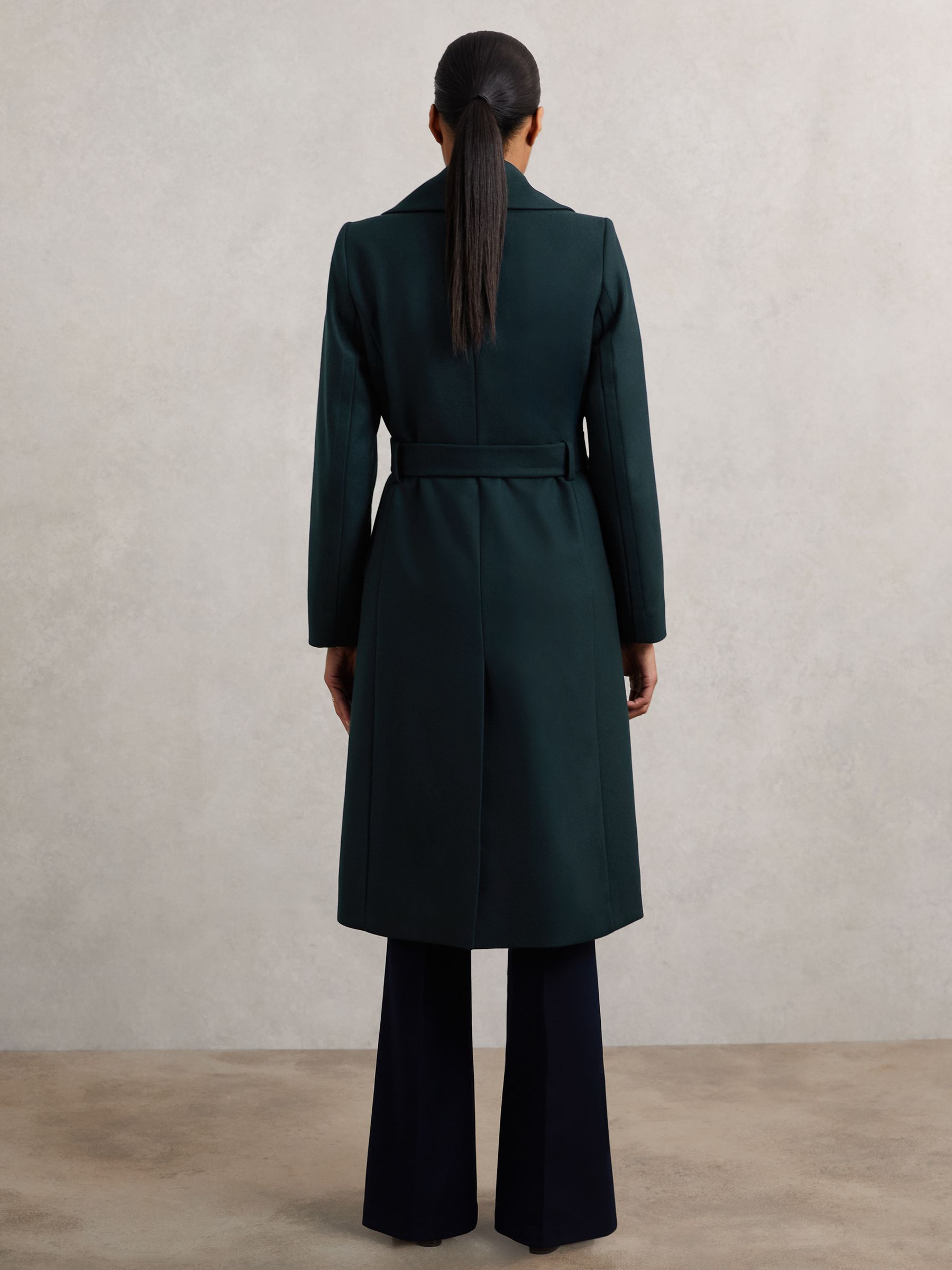 Buy Reiss Teal Odette Wool-Blend Double-Lapel Belted Coat With