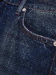 Reiss Dark Blue Mimi Wide-Leg Crystal-Embellished Jeans - Image 7 of 8