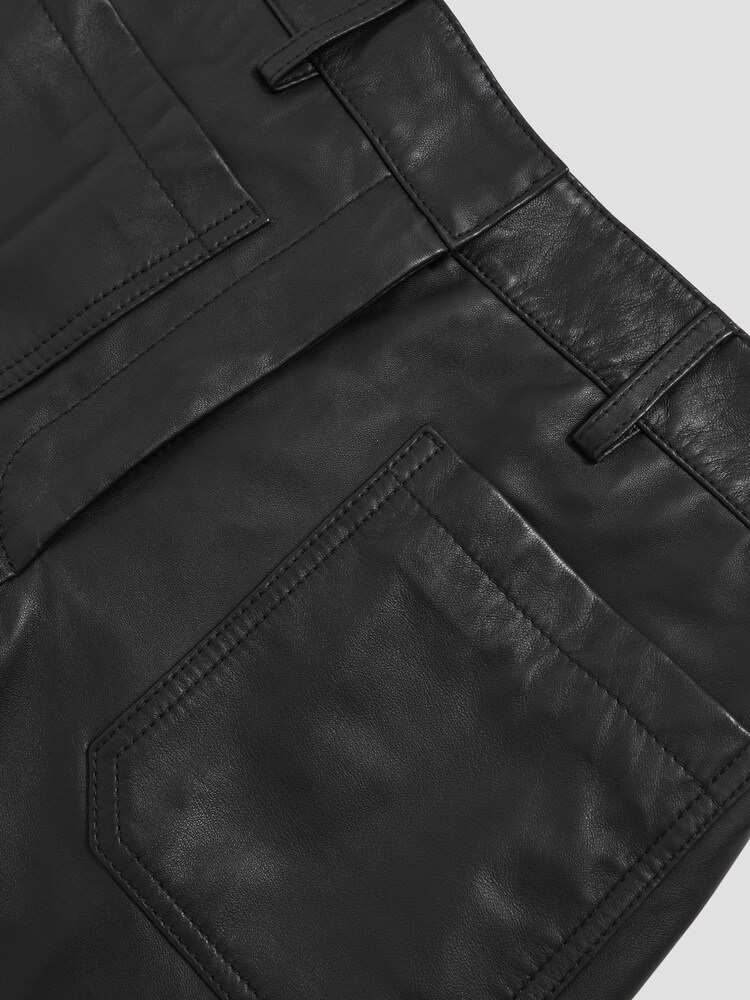 Reiss Black Priya Leather High-Rise Flared Trousers - Image 6 of 6 Reiss Black Priya Leather High-Rise Flared Trousers - Image 6 of 6