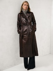 Reiss Hattie Leather Double-Breasted Trench Coat - Bild 1 von 6