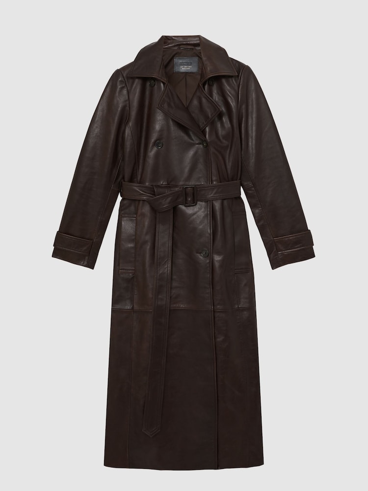 Reiss Hattie Leather Double-Breasted Trench Coat - Bild 2 von 6