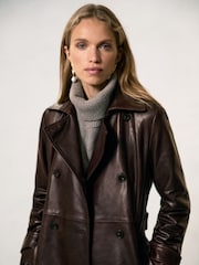 Reiss Hattie Leather Double-Breasted Trench Coat - Bild 3 von 6