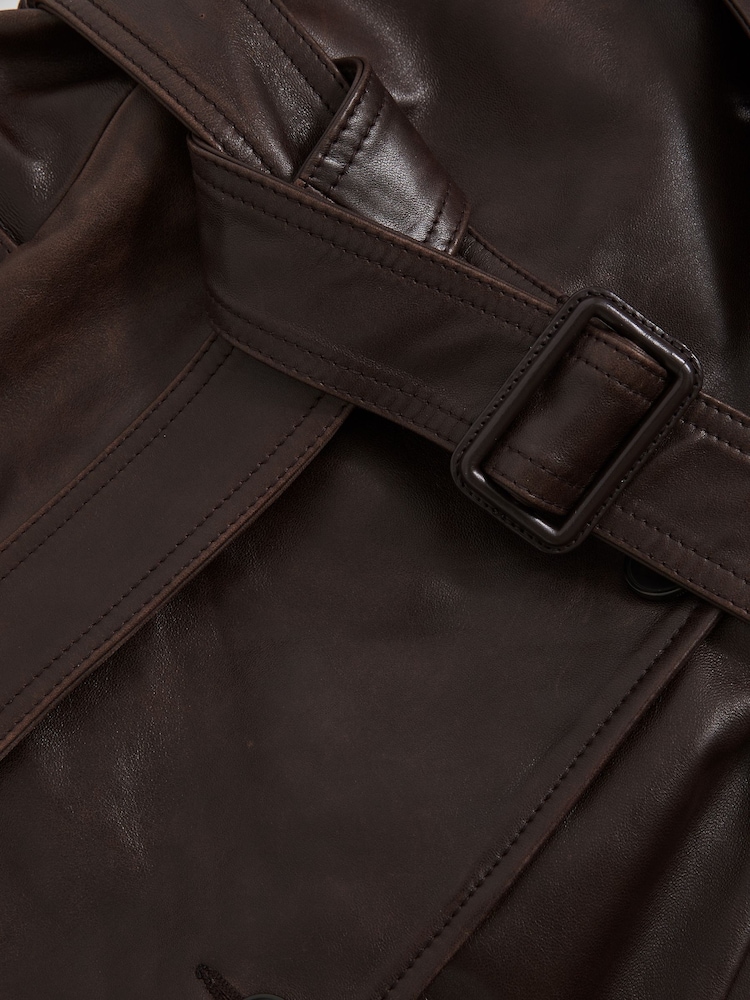 Reiss Hattie Leather Double-Breasted Trench Coat - Bild 6 von 6