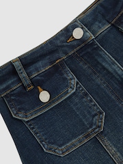 Reiss Mid Blue Glora Button-Pocket Flared Jeans - Image 7 of 7