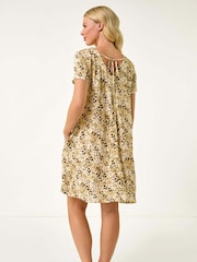 Roman Natural Petite Animal Print Swing Pocket Dress - Image 3 of 5