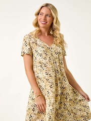 Roman Natural Petite Animal Print Swing Pocket Dress - Image 4 of 5