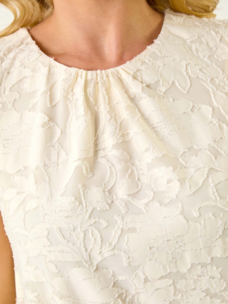 Roman White Petite Jacquard Bubble Hem Vest Top - Image 5 of 5