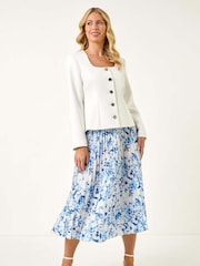 Branco - Jaqueta Roman Petite com Scoop Neck e botões - Imagem 2 de 5