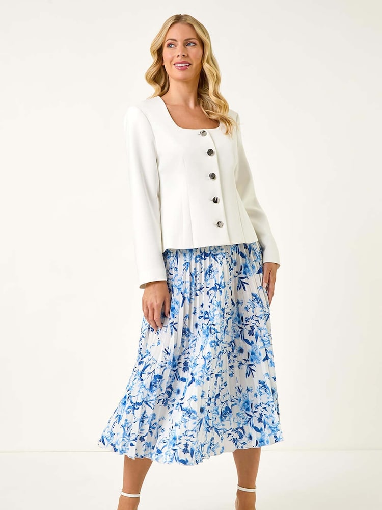 Branco - Jaqueta Roman Petite com Scoop Neck e botões - Imagem 2 de 5