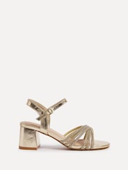 Linzi Gold Gracie Diamante Front Strap Low Block Sandals - Image 3 of 6