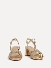 Linzi Gold Gracie Diamante Front Strap Low Block Sandals - Image 4 of 6