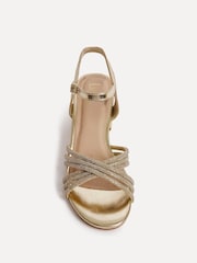 Linzi Gold Gracie Diamante Front Strap Low Block Sandals - Image 5 of 6