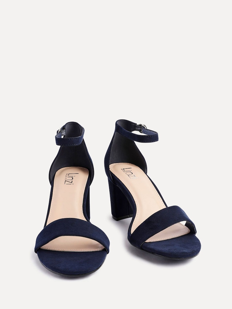 Linzi Blue Wide Fit Wide Fit Legacy Barely There Closed Back Block Heeled Shoes - Image 6 of 6 Linzi Blue Wide Fit Wide Fit Legacy Barely There Closed Back Block Heeled Shoes - Image 6 of 6