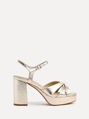 Linzi Gold Keliah Platform Cross-Over Strap Block Heeled Sandals - Image 2 of 5
