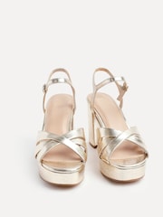 Linzi Gold Keliah Platform Cross-Over Strap Block Heeled Sandals - Image 3 of 5