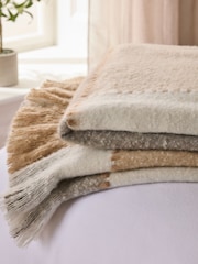 Natural Cosy Check Throw - Image 3 of 4