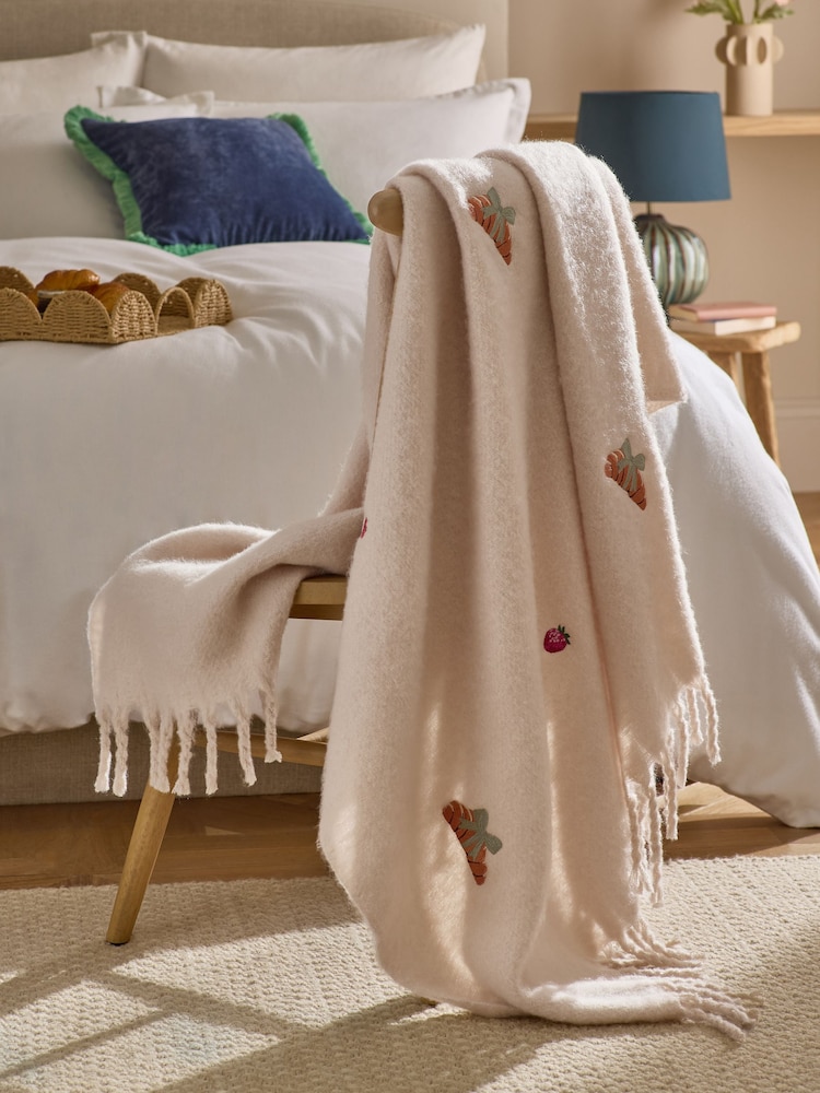 Natural Breakfast In Bed Embroidered Cosy Throw - Image 2 of 6