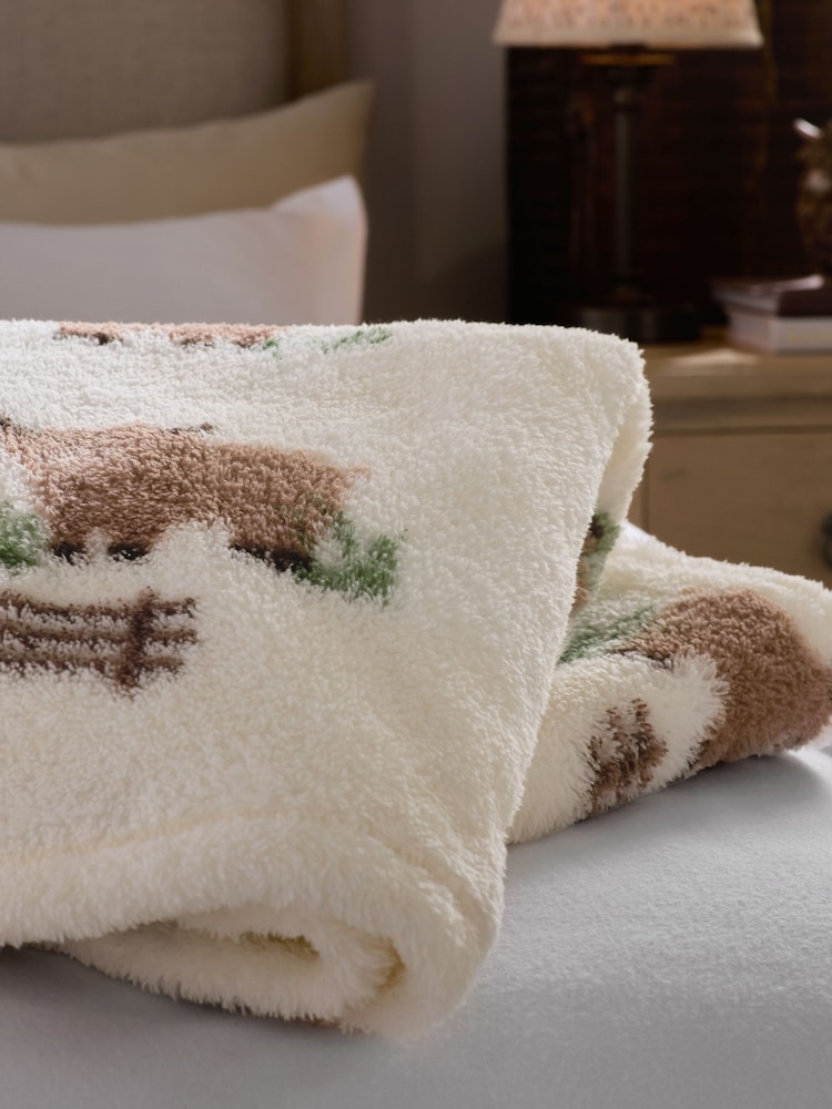 Natural Hamish The Highland Cow Fleece Throw - Image 2 of 7