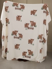 Natural Hamish The Highland Cow Fleece Throw - Image 4 of 7