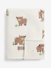 Natural Hamish The Highland Cow Fleece Throw - Image 6 of 7