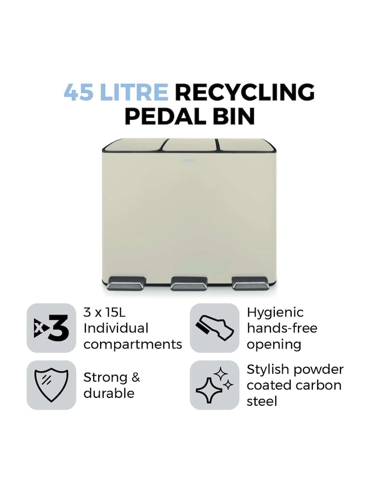 Tower Cream Rectangular Pedal Bin - Image 2 of 8