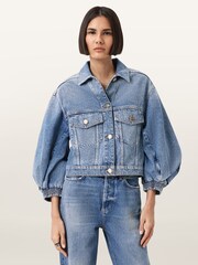 AllSaints Blue Luca Denim Jacket - Image 2 of 10