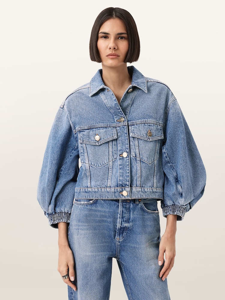AllSaints Blue Luca Denim Jacket - Image 2 of 10