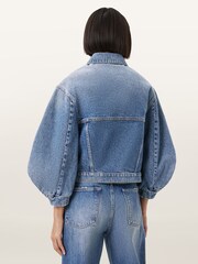 AllSaints Blue Luca Denim Jacket - Image 3 of 10
