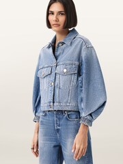 AllSaints Blue Luca Denim Jacket - Image 4 of 10
