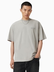 AllSaints Light Grey Xander Short Sleeve Crew T-Shirt - Image 1 of 7