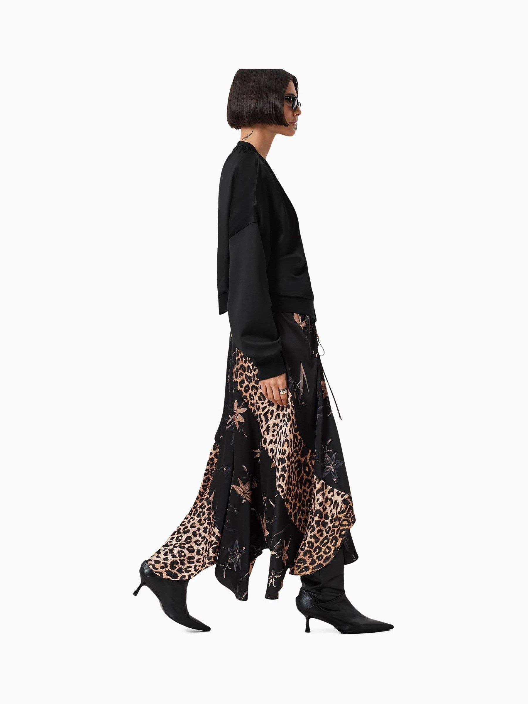 Buy AllSaints Black Leopard Arleen Skirt from Next USA