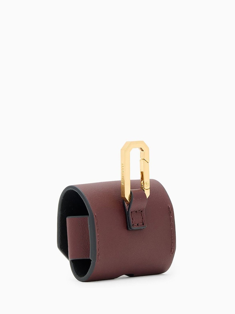 AllSaints Burgandi Red Airpod Hex Case Bag - Image 4 of 4